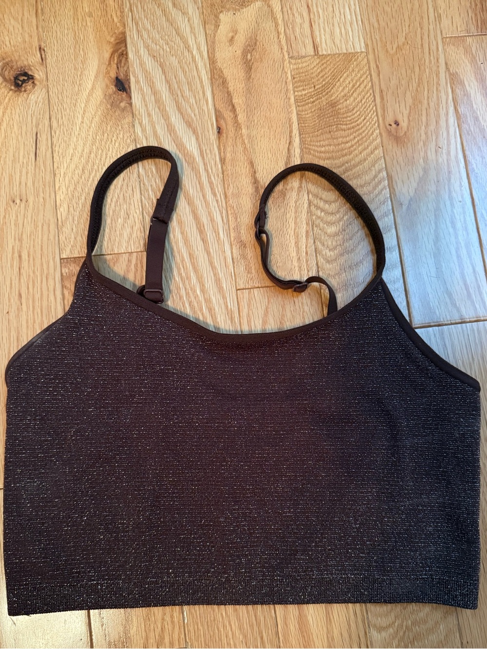 aerie Brown Sparkle Cropped Cami